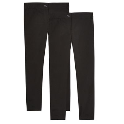 Pack of two girls' black slim fit trousers